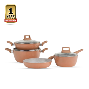 Kiam Ceramic Coated Cookware Set Of 7Pcs - Brown